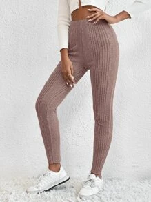 Muchica Leggings unicolor tejido de canalé - Rosa vieja - Ver 4