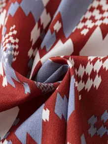 SHEIN LUNE Plus Allover Print Lantern Sleeve Blouse - Multicolor - View 4