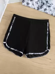 少女扎染比基尼套装（带罩衫）夏季海滩 - 黑與白 - 查看 3