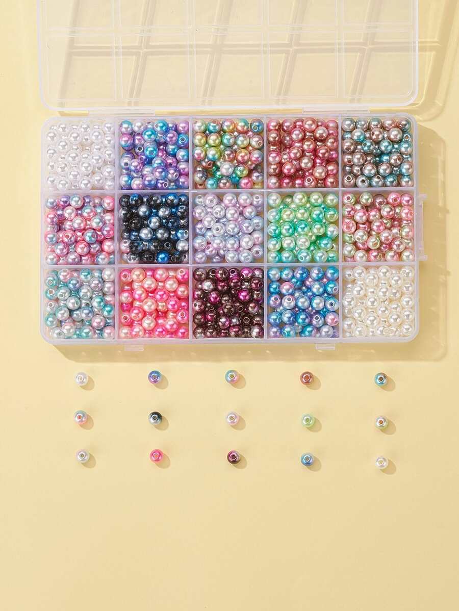 1 hộp 15-lưới Gradient Nhựa Hạt Trộn Cho Tự Làm Vòng Tay & Làm Vòng Cổ - Nhiều màu - Xem 1