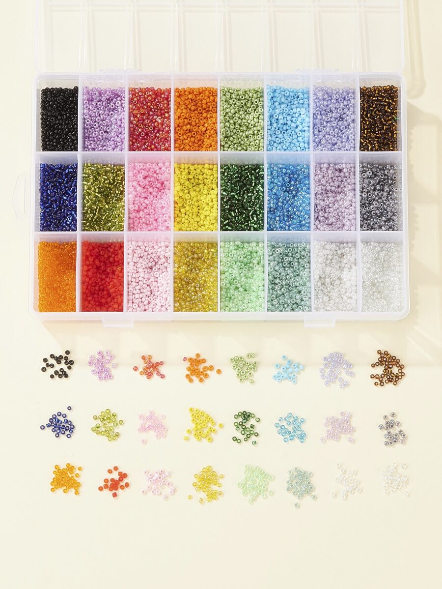 1 caja 288G 24 cuentas de semillas de vidrio de estilo Ceilán y colores opacos y esmerilados y colores arcoíris y colores lustrados y transparentes redondos colores mezclados 2mm cuentas DIY accesorio de joyería - Multicolor - Ver 1