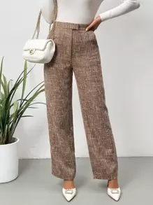 SHEIN Essnce High Waist Suit Trousers - Brown - View 1
