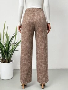 SHEIN Essnce High Waist Suit Trousers - Brown - View 2