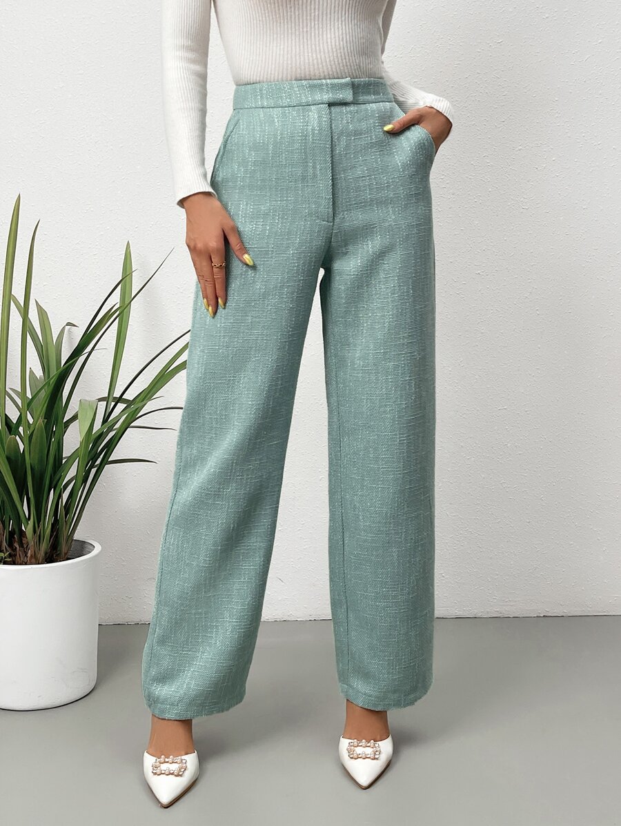 SHEIN Privé High Waist Suit Trousers - Mint Green - View 1