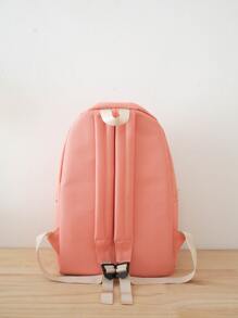 4pcs Badge Decor Letter Graphic Functional Backpack Set