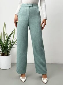 SHEIN Privé High Waist Suit Trousers - Mint Green - View 3