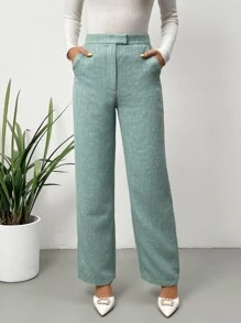 SHEIN Privé High Waist Suit Trousers - Mint Green - View 4