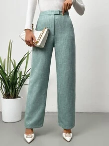 SHEIN Privé High Waist Suit Trousers - Mint Green - View 5