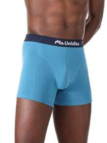 Hombres Calzoncillos boxer con estampado de letra - Azul menta - Ver 1