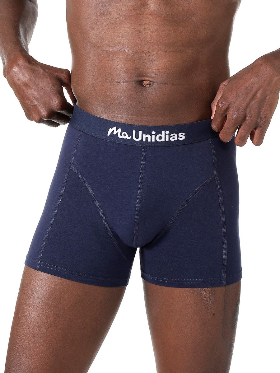 Hombres Calzoncillos boxer con estampado de letra - Azul Marino - Ver 1