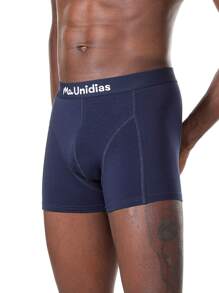 Hombres Calzoncillos boxer con estampado de letra - Azul Marino - Ver 3