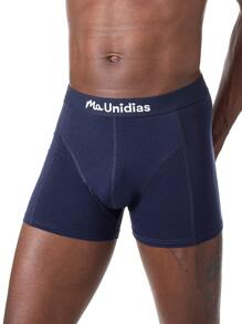 Hombres Calzoncillos boxer con estampado de letra - Azul Marino - Ver 4