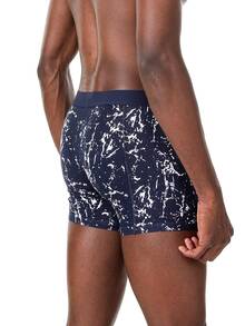 Hombres Calzoncillos boxer con estampado de letra - Azul Marino - Ver 2