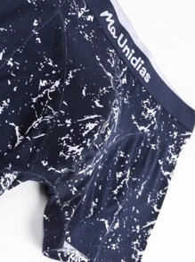 Hombres Calzoncillos boxer con estampado de letra - Azul Marino - Ver 5