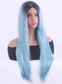 Tóc giả tổng hợp dài thẳng cực dài - Màu xanh lam - Xem 3