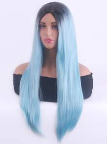 Tóc giả tổng hợp dài thẳng cực dài - Màu xanh lam - Xem 4