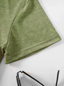 SHEIN LUNE Camiseta con estampado de figura y letra - Verde Lima - Ver 4