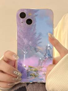 Unicorn & Tree Pattern Phone Case,International Version, Not The Domestic Version - Multicolor - View 2