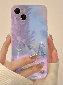 Unicorn & Tree Pattern Phone Case,International Version, Not The Domestic Version - Multicolor - View 3