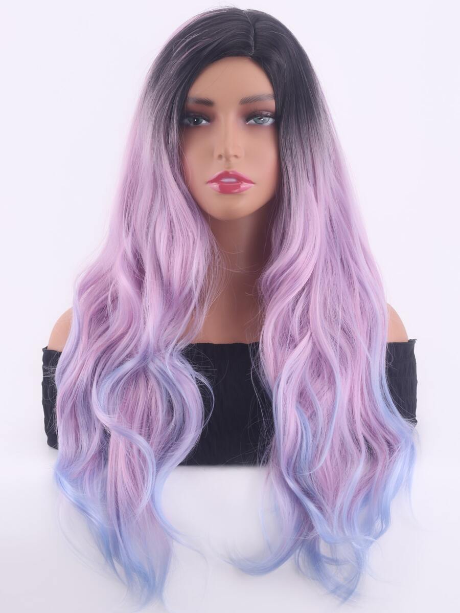 漸層長款卷人造假髮 - 彩色 - 查看 1