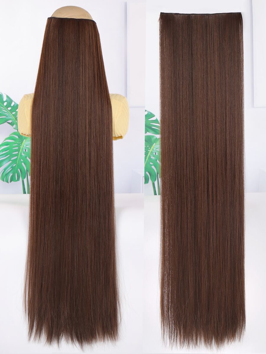 夾片長款直筒合成纖維接髮 - Light Brown - 查看 1