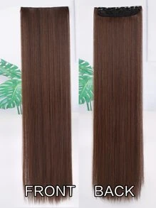 夾片長款直筒合成纖維接髮 - Light Brown - 查看 5