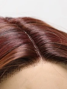 28吋t型蕾絲13*6*1橘紅色波浪捲髮適合聚會配戴合成纖維女假髮