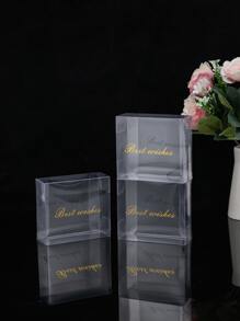 3 piezas Caja de regalo transparente con estampado de letra - Multicolor - Ver 1