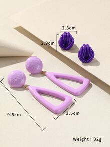 2pairs Triangle Decor Earrings - Multicolor - View 3
