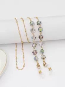 Cadena para gafas con diseño de cuenta - Dorado - Ver 2