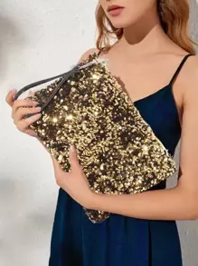 閃片袋閃爍耀眼,華麗典雅,精緻閃片裝飾方形袋子帶手提袋,晚宴包,派對手袋女生,女士,適用於派對,婚禮,舞會,晚宴/宴會,最佳女性禮物,與舞會裙,假日派對服裝,連衣裙等完美搭配 - 金色 - 查看 8