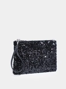 Long lanh lấp lánh, sáng bóng quyến rũ, thanh lịch, tinh tế Túi vuông trang trí bữa tối, túi buổi tối cho cô gái dự tiệc, phụ nữ, dành cho nữ Hoàn hảo cho bữa tiệc, đám cưới, vũ hội, bữa tối/tiệc, món quà tốt nhất cho phụ nữ - màu đen - Xem 2