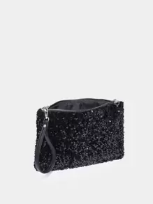 Long lanh lấp lánh, sáng bóng quyến rũ, thanh lịch, tinh tế Túi vuông trang trí bữa tối, túi buổi tối cho cô gái dự tiệc, phụ nữ, dành cho nữ Hoàn hảo cho bữa tiệc, đám cưới, vũ hội, bữa tối/tiệc, món quà tốt nhất cho phụ nữ - màu đen - Xem 3