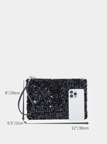 Long lanh lấp lánh, sáng bóng quyến rũ, thanh lịch, tinh tế Túi vuông trang trí bữa tối, túi buổi tối cho cô gái dự tiệc, phụ nữ, dành cho nữ Hoàn hảo cho bữa tiệc, đám cưới, vũ hội, bữa tối/tiệc, món quà tốt nhất cho phụ nữ - màu đen - Xem 4