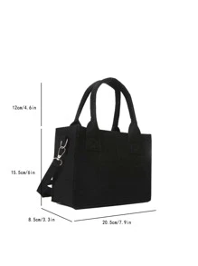Stitch Detail Square Bag - Black - View 3