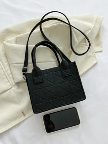 Stitch Detail Square Bag - Black - View 6