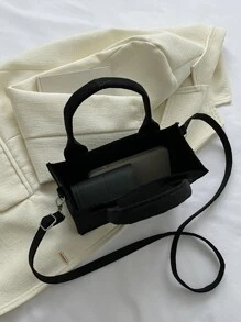 Stitch Detail Square Bag - Black - View 4