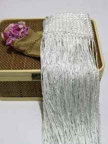 1pc Decorative Tassel Curtain - Silver - View 3