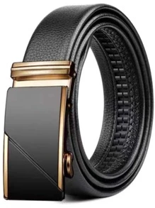 男士自動扣皮帶 - 黑色 - 查看 2