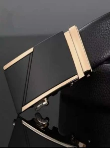 男士自動扣皮帶 - 黑色 - 查看 3