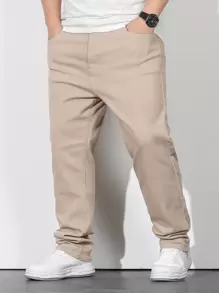 Manfinity Homme Nam Quần legging thẳng Bông Túi nghiêng - Màu be - Xem 1