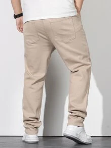 Manfinity Homme Nam Quần legging thẳng Bông Túi nghiêng - Màu be - Xem 2