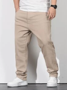 Manfinity Homme Nam Quần legging thẳng Bông Túi nghiêng - Màu be - Xem 6
