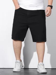 Manfinity Men Plus Slant Pocket Denim Shorts - Black - View 5