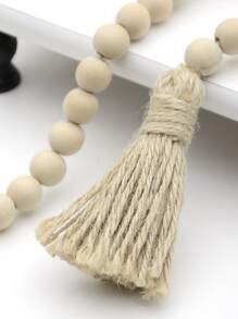 1 件木质珠流苏装饰壁挂，装饰串珠流苏波西米亚风格装饰，适用于桌椅和门，家居装饰最佳礼物 - 米色 - 查看 3