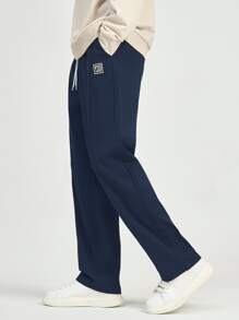 Manfinity Hypemode Lỏng lẻo Nam Chi tiết bản Patch thư Eo dây rút Quần - Màu xanh lam - Xem 3