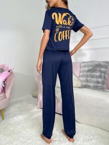 Set homewear con estampado de letra - Azul Marino - Ver 2