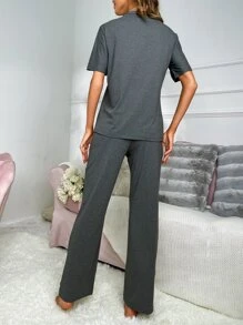 Set homewear con estampado de letra - Gris - Ver 2