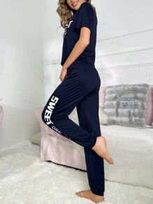 Set homewear con estampado de letra - Azul Marino - Ver 3