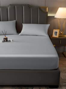 1 pieza Sábana bajera liso impermeable - Gris Claro - Ver 4